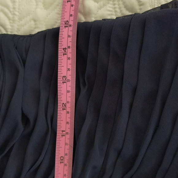 Adrianna Papell Navy Blue Sleeveless Embellished Mesh Ruched bodycon dress SZ 8 - Picture 14 of 15